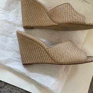 Veronica Beard Elegant Tan Wedge Sandals